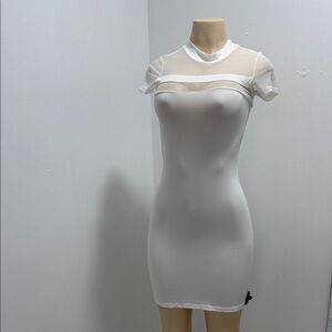 Elegant White Sheer Panel Dress